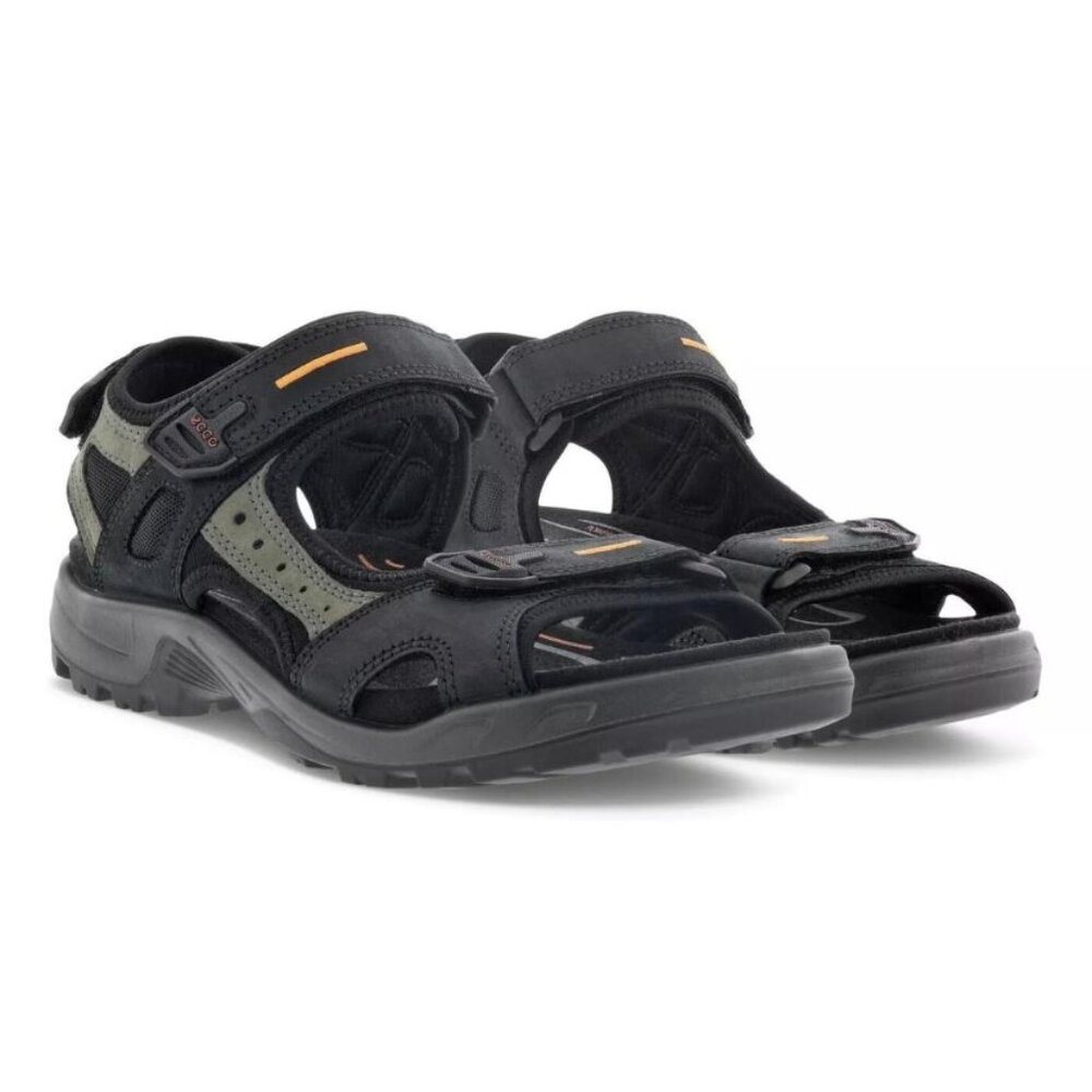 NIB MEN’S ECCO YUCATAN BLACK WATER SANDALS - 069564-50034